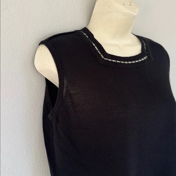 Vintage Patchington black beaded cut out neckline sleeveless knit top size small - Picture 6 of 12